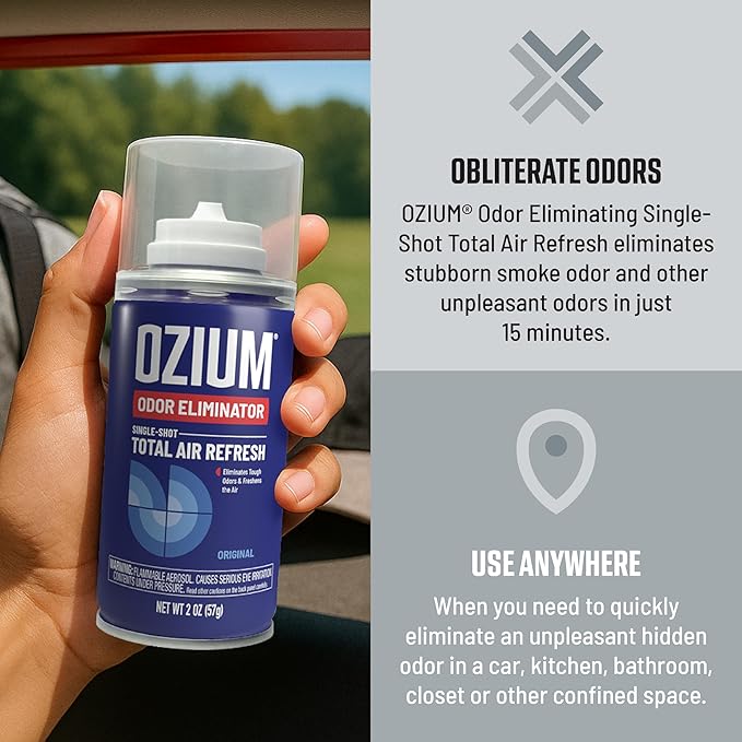 Ozium Air Sanitizer, 2 oz Car Fogger: Single-Shot Smoke Odor Eliminator & Car - Image 3