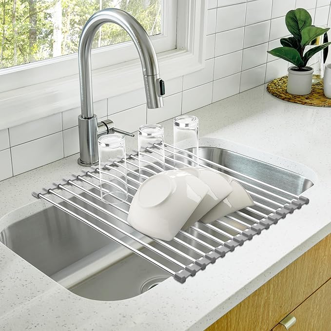 Zulay Kitchen 17.5” x 12” Roll Up Dish Drying Rack - Image 5
