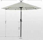 ABCCANOPY Durable Solar Led Patio Umbrellas with 32LED Lights 9FT (Light Beige) - Image 3