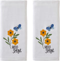 SKL Home Hello Spring Flowers 100% Cotton 3D Embroidered 2pc Hand Towel Set by SKLHomebySaturdayKnightLtd