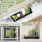 Small Dish Drying Rack, Mini Expandable Compact Dish Rack, Slim Extendable - Image 6