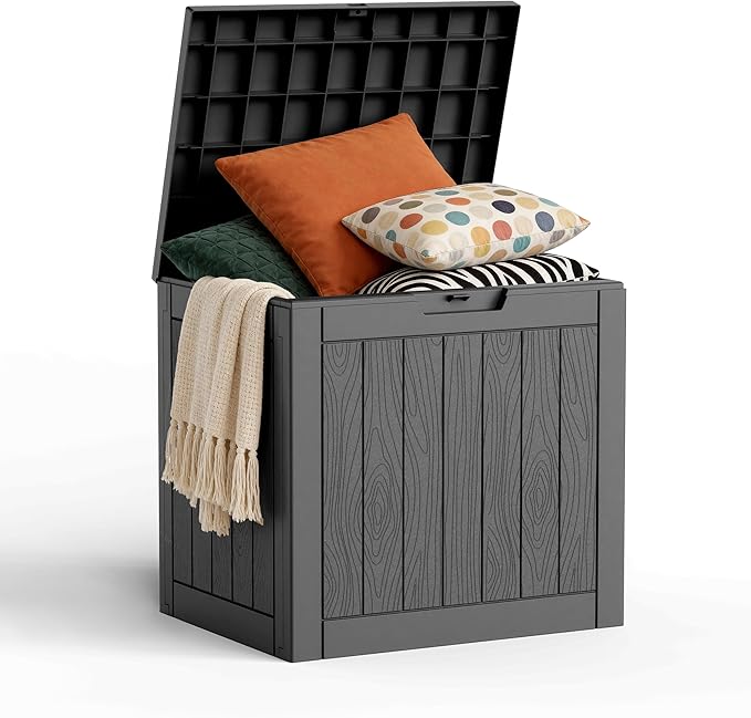30 Gallon Outdoor Deck Box, Lockable Waterproof Outdoor Storage Boxes For Garden Tools,Indoor Cushions,Accessories Outside Storage Resin Weatherproof Container(Black) by MAIUSCOLI