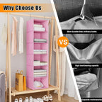 Hanging Closet Organizer, Easy Mount Foldable 6-Shelf Hanging Closet Wardrobe - Image 7