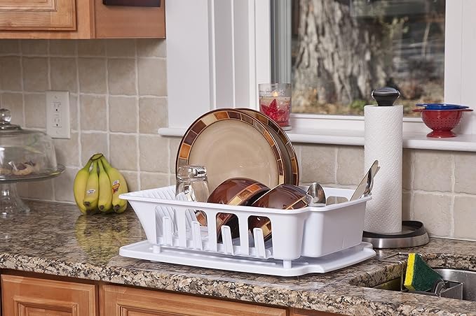 STERILITE 2-Piece Large Sink Set Dish Rack Drainer, 3/4" L x 3/4" W x - Image 2