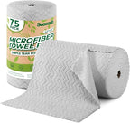 Microfiber Cleaning Cloths Roll, 75 Pack Tear Away Microfiber Towels Roll by SOOWASH