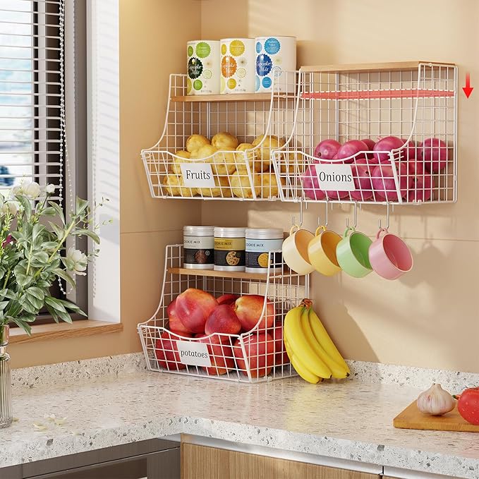 3 Pack Hanging Fruit Basket for Kitchen - Image 7