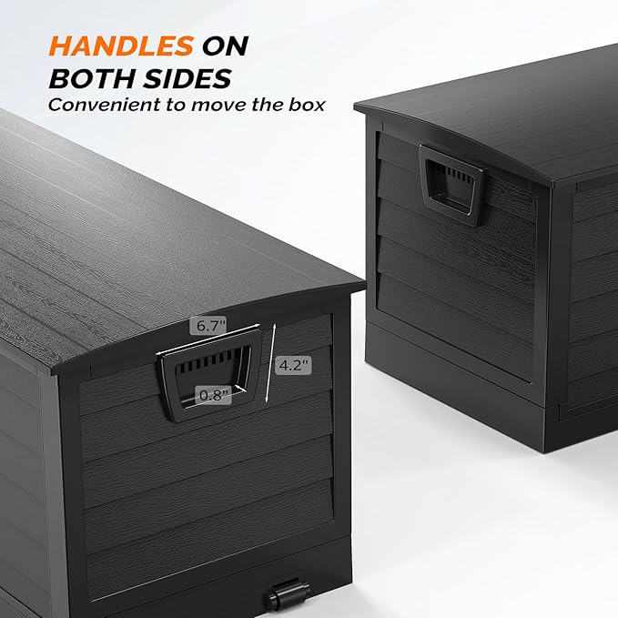 VINGLI 75 Gallon Collapsible Outdoor Storage Box, Simple-to-assemble Plastic Storage Containers with Lid, Patio Deck Box Furniture for Garden, Pool, Balcony, Yard (Full Black) - Image 5