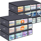 Under Bed Storage Containers, 6 Pack Blanket Storage Bags, Collapsible Storage by Unknown