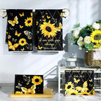 Bencailor 4 Pcs Sunflower Kitchen Towels Butterfly Flower Hand Dish Towels - Image 7