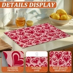 Red Hearts Dish Drying Mat for Kitchen Counter Microfiber Absorbent Dish - Image 3