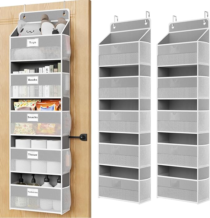 Over The Door Organizer Hanging, 2 Pack 5 Shelf Behind The Doors Storage by Optish