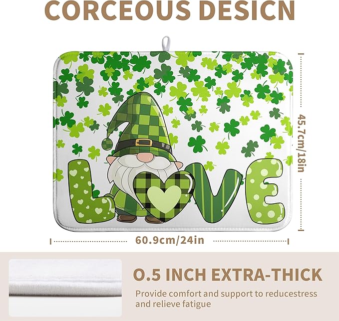 St Patrick's Day Gnomes Dish Drying Mat Shamrock Green Spring Kitchen Dish - Image 5