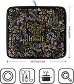 Absorbent Dish Drying Mat Colorful Flowers Microfiber Pad - Image 2
