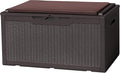 Flamaker Deck Box with Cushion 100 Gallon Waterproof Resin Storage Box with Air Rod Indoor Outdoor Lockable Storage Bench for Patio Furniture, Tools, Pool Accessories (Deep Brown) by Flamaker