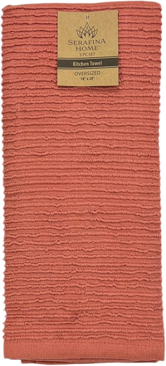 Serafina Home Peach Coral Salmon Kitchen Hand Dish Towels: Oversized 28" x 18" - Image 6