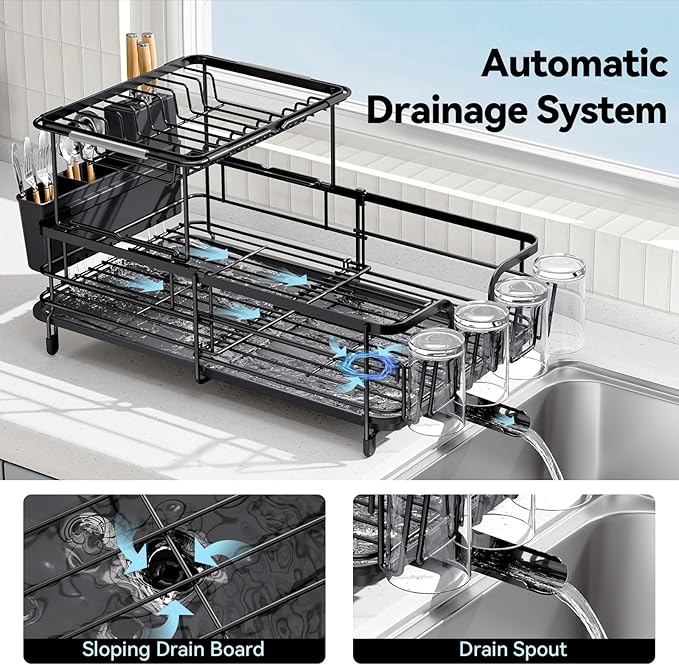 2 Tier Dish Drying Rack, Expandable Two Tier Dish Rack - Image 6