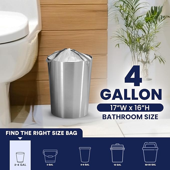 Plasticplace 4 Gallon White Drawstring Trash Bags, and Car Use - Image 3