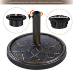 Yaheetech 18'' Patio Umbrella Base 26.5lbs Heavy Duty Antiqued Outdoor Market Umbrella Stand All-Weather Resin Umbrella Base for Garden & Yard, Bronze - Image 5