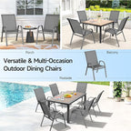 ONBRILL Patio Chairs set of 6, Easy Assembly Stackable Outdoor Dining Chairs with Wide Seat and Sturdy Metal Frame, Breathable All Weather Textilene Outdoor Chairs Set of 6 for Deck, Pool, Porch, Grey - Image 9