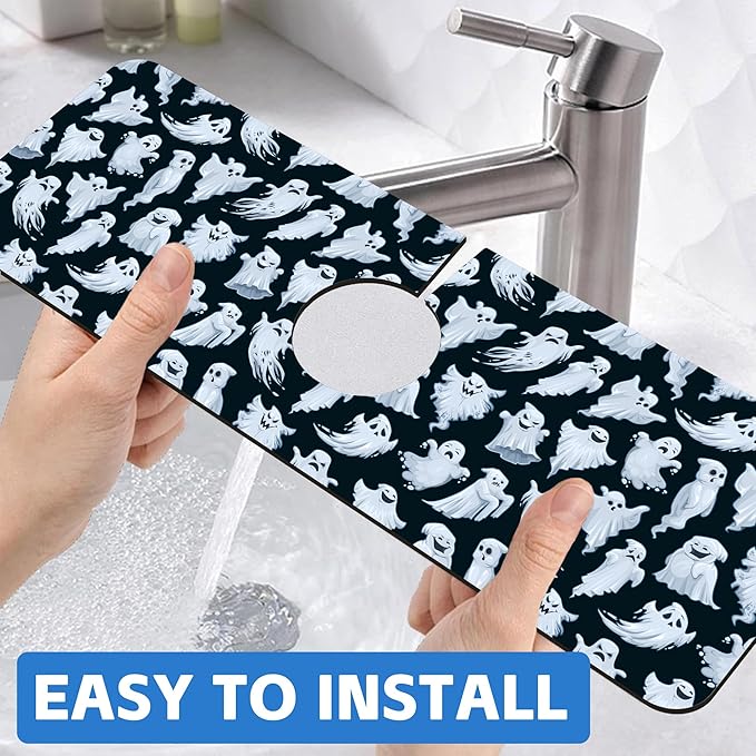 Halloween Ghost Kitchen Sink Splash Guard Mat Absorbent Fast Drying Mat Faucet - Image 6