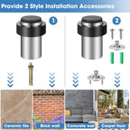 Chumia 30 Pcs Door Stopper Mounted Floor Stops Stainless Steel Cylindrical - Image 6