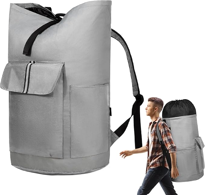 BeeGreen Grey-Laundry-Bag-Backpack-Extra-Large-Heavy-Duty, 125L Portable Travel by BeeGreen