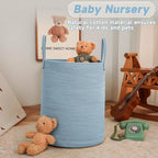 Large Woven Laundry Basket Hamper, 80L Cotton Rope Storage Bin - Image 2