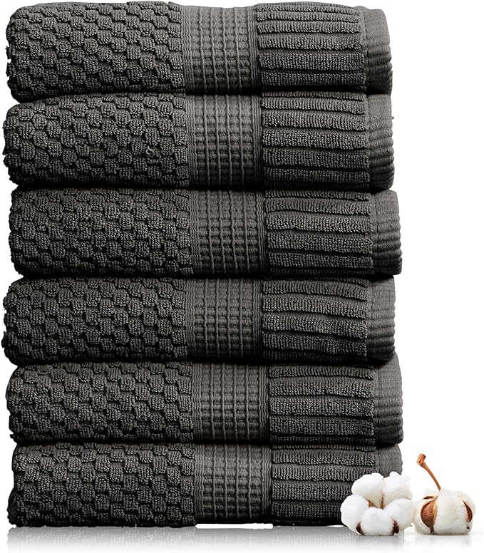NY Loft 100% Cotton Hand Towel 6 Pack | Super Soft & Absorbent Quick-Dry Hand by NYLoft
