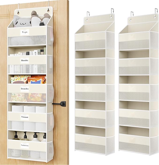 Over The Door Organizer Hanging, 2 Pack 5 Shelf Behind The Doors Storage by Optish
