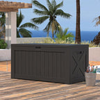 Patiowell 120 Gallon Large Deck Box, Outdoor Lockable Storage Box for Gardening Tools, Waterproof Deck Box for Patio Furniture, Black - Image 2