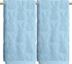 Artoid Mode 2 Pcs Light Blue 3D Rabbit Jacquard Easter Hand Towels by ArtoidMode