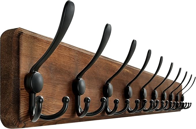 WEBI Coat Rack Wall Mount, 38 9/16" Long, 10 Hooks, Coat Hooks Wall Mounted by WEBI