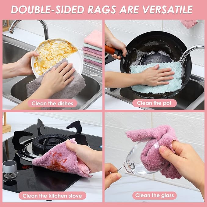 Rachan 11Pack Kitchen Dish Cloths, Reusable Dish Towels, Nonstick Oil Washable - Image 6