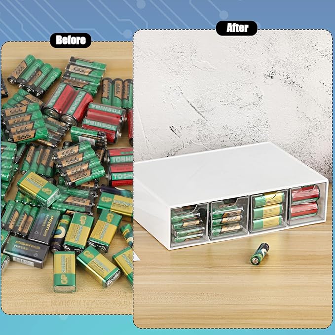 BTSKY 1 Pack White Acrylic Battery Storage Organizer - Image 5