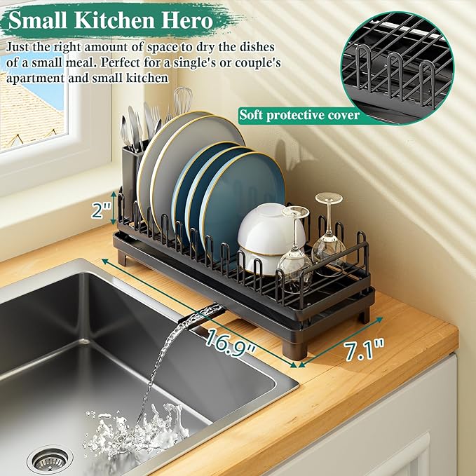 Small Dish Drying Rack for Kitchen Counter, Dish Drainer Drying Rack - Image 2