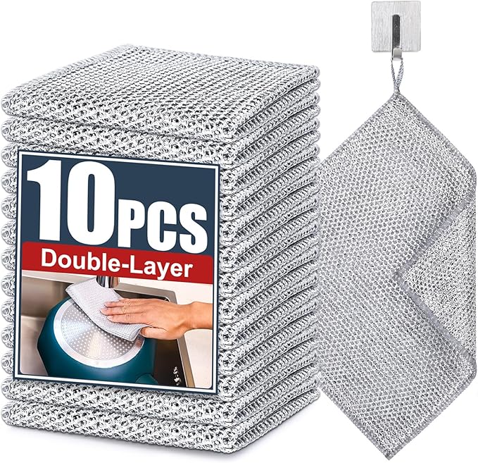 Navona 10 Pcs New Upgrade Steel Wire Dishcloth, Double-Layer Steel Wire by Welcometobuy%EF%BC%81
