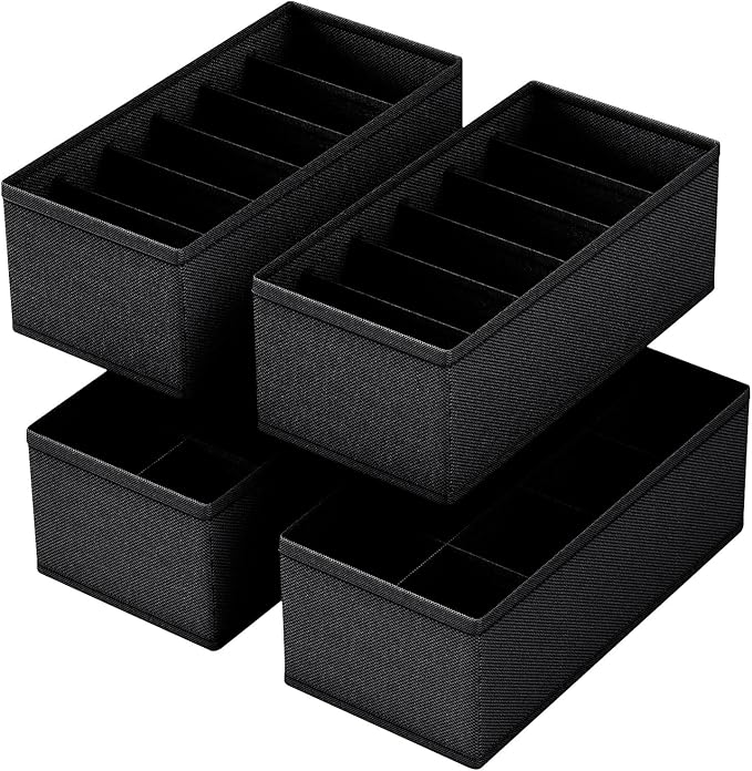 4 PACK Sock Underwear Drawer Organizer Dividers, Collapsible Cabinet Closet by FAMALAHEE