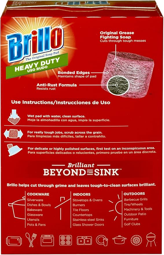 Brillo Heavy Duty Steel Wool Soap Pads, Original Red Scent) - Image 2