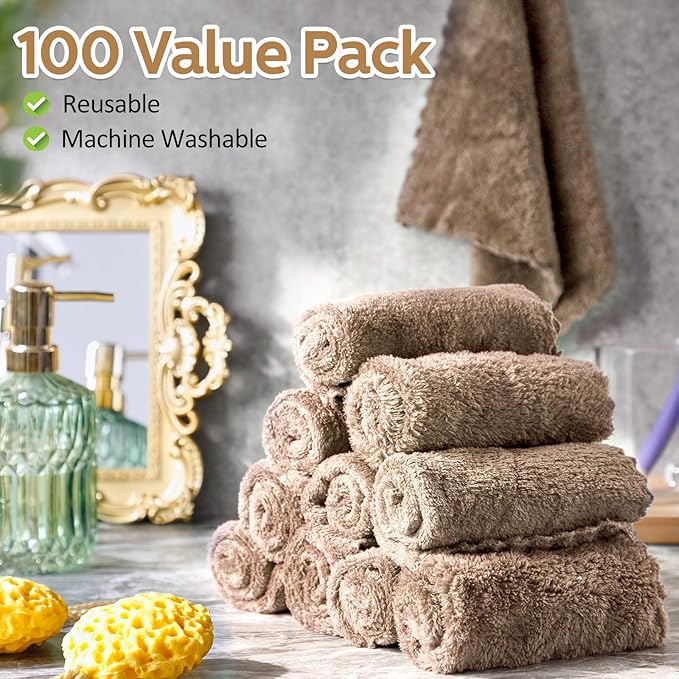 Newwiee 100 Pcs Washcloths Quick Drying Bathroom Wash Clothes 12 x 12 Inch Face - Image 7
