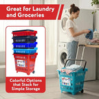 dbest products GoCart, Teal Grocery Cart Shopping Laundry Basket on Wheels - Image 6