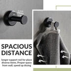 APLusee Matte Black Robe Towel Hook, 304 Stainless Steel Round Coat Hook - Image 4