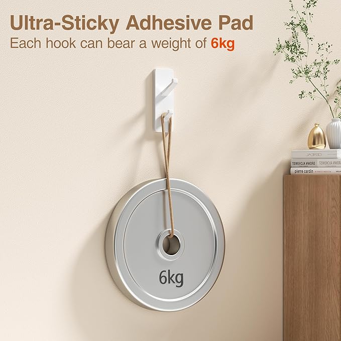 Self Adhesive Wall Hooks for Hanging, 13LB Heavy Duty Stick On Hooks for Coats - Image 2
