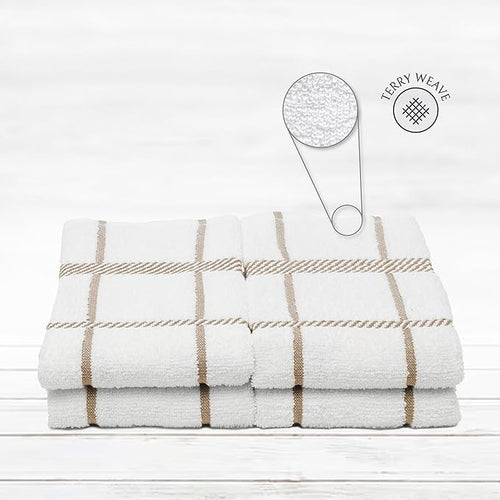 100% Cotton Terry Dish Towels, 4 Pack Checks, 16 x26 Inches, Super Soft and - Image 2
