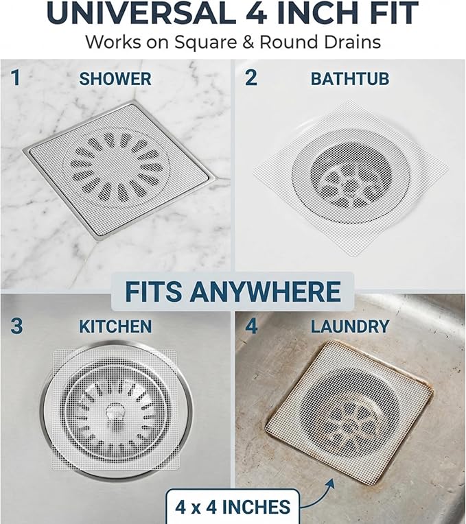 50 Pack Square Disposable Shower Drain Hair Catcher Stickers - Image 5