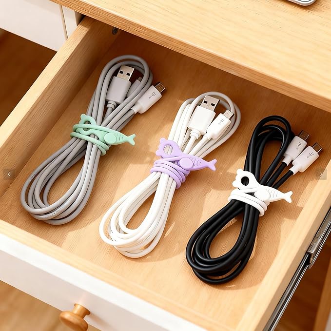 Ortarco 28 Pcs Silicone Cable Ties Reusable, Cable Cord Organizer Straps - Image 2
