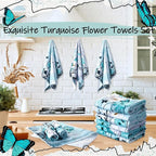Breling Set of 6 Teal Daisy Kitchen Towel Vintage Themed Dish Towel Turquoise - Image 4