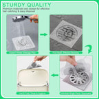 60 Pack Disposable Shower Drain Hair Catcher Mesh Stickers, Square 3.93 Inches - Image 6
