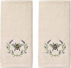 SKL Home Bee Lavender 100% Cotton Embroidered 2pc Hand Towel Set, Decorative by SKLHomebySaturdayKnightLtd
