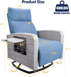 Outdoor Recliner Chair, Wicker Patio Recliners with Adjustable Backrest and Extended Foot Rest, Reclining Patio Chairs with Flip Table & Removable Cushion Cover for Porch - Image 2