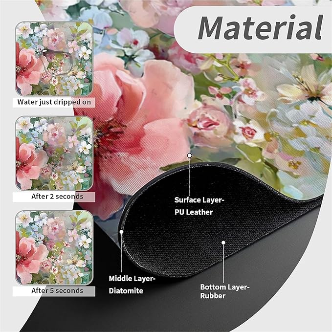 Kitchen Sink Splash Guard，soft-watercolor floral Faucet Mat Sink Gadgets-Super - Image 4